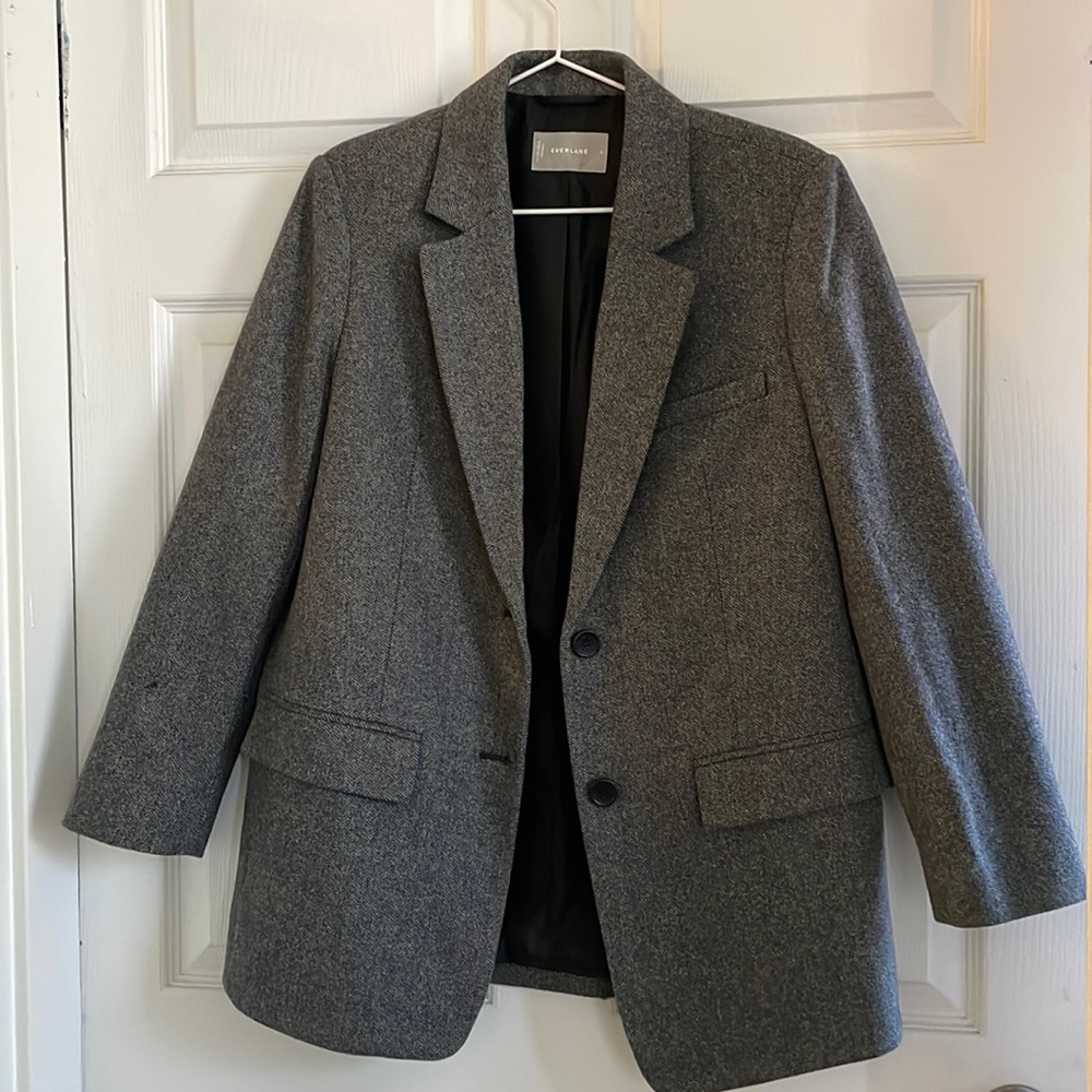 Everlane Italian Wool Blazer - grey herringbone